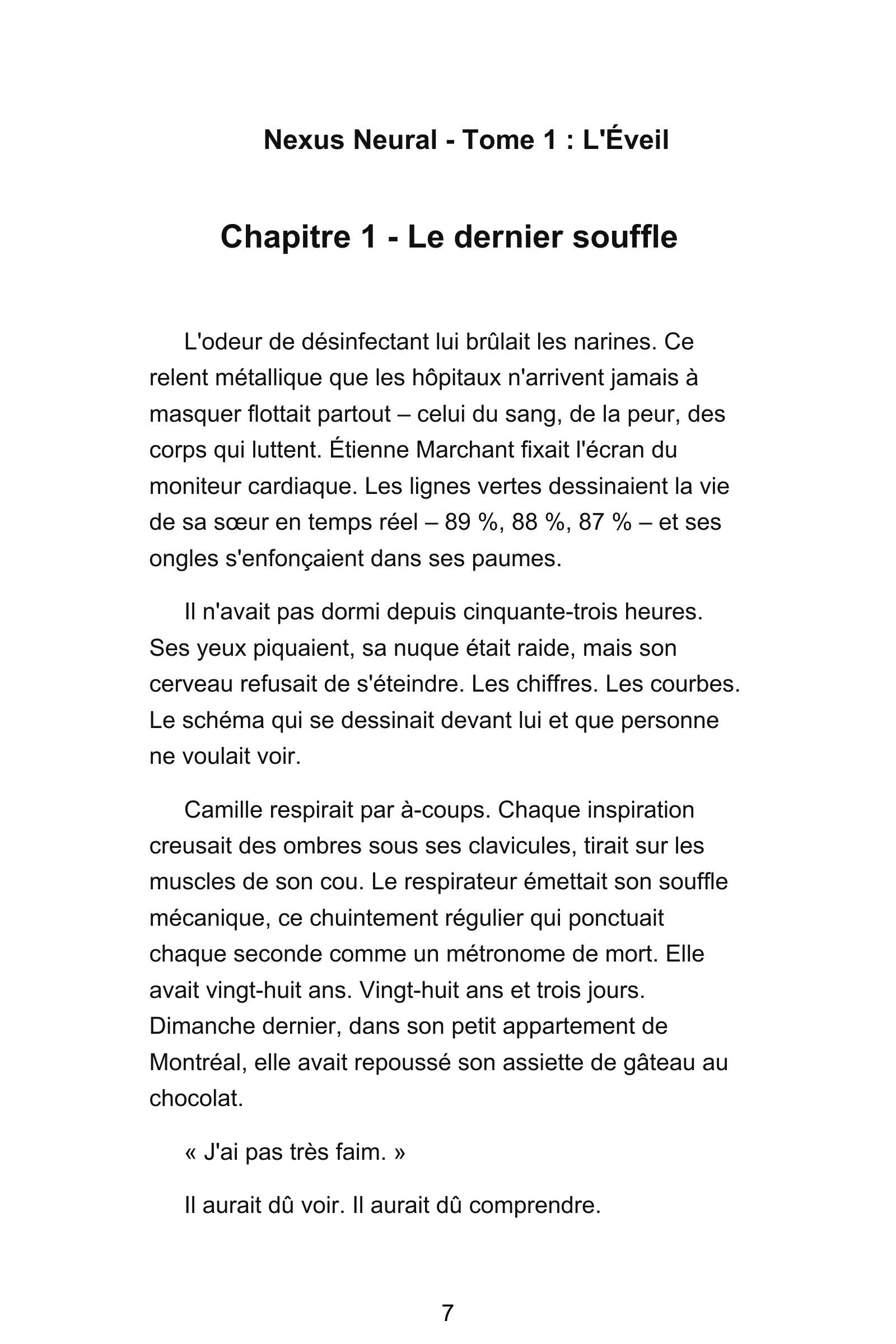 Page 8 de l'extrait de Nexus Neural : Tome 1 - L'Éveil