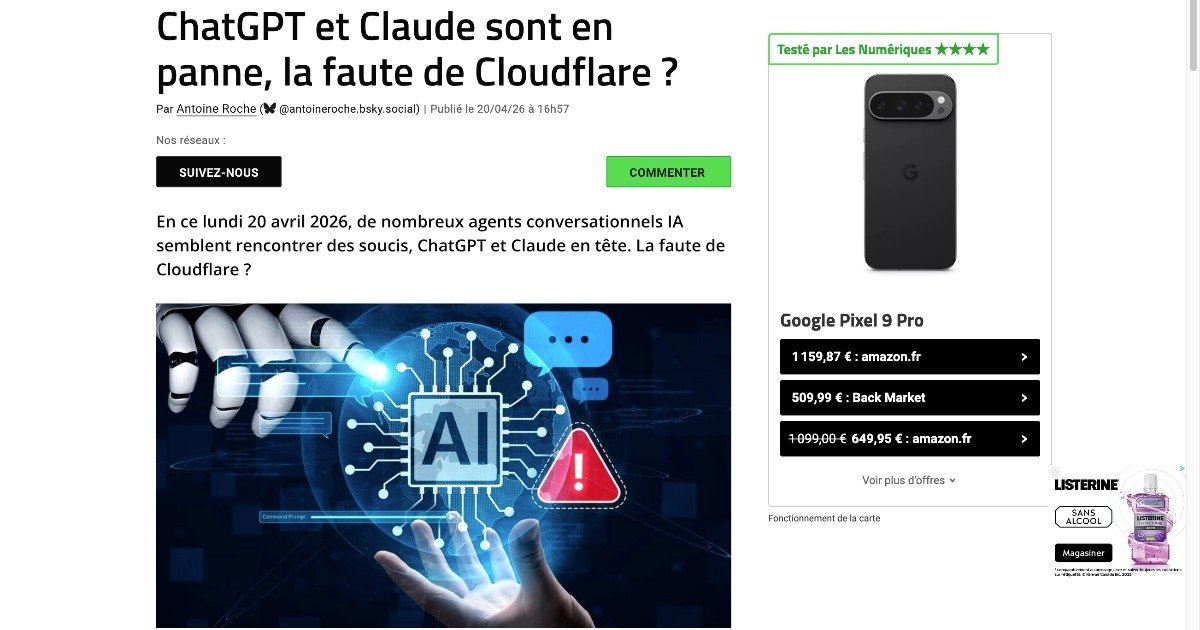 Panne de ChatGPT et Claude : Cloudflare en cause ?