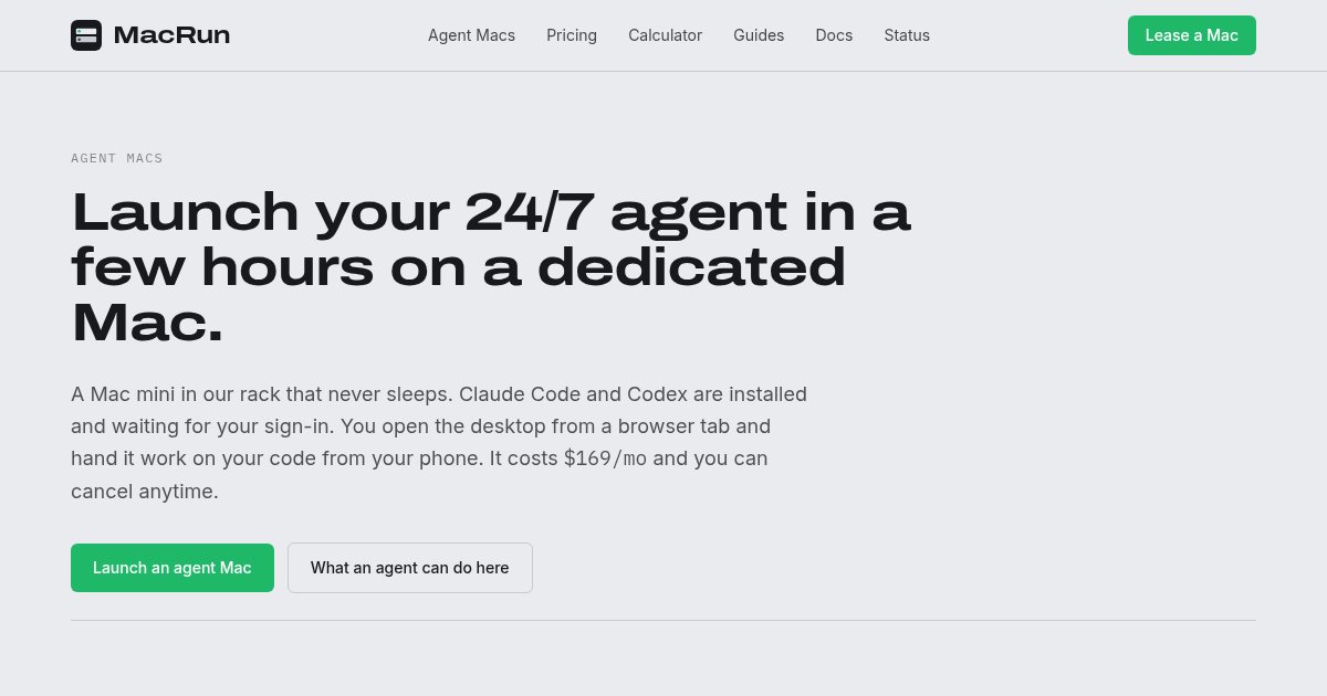 Capture d'écran de A dedicated Mac that keeps Claude Code or Codex running 24/7