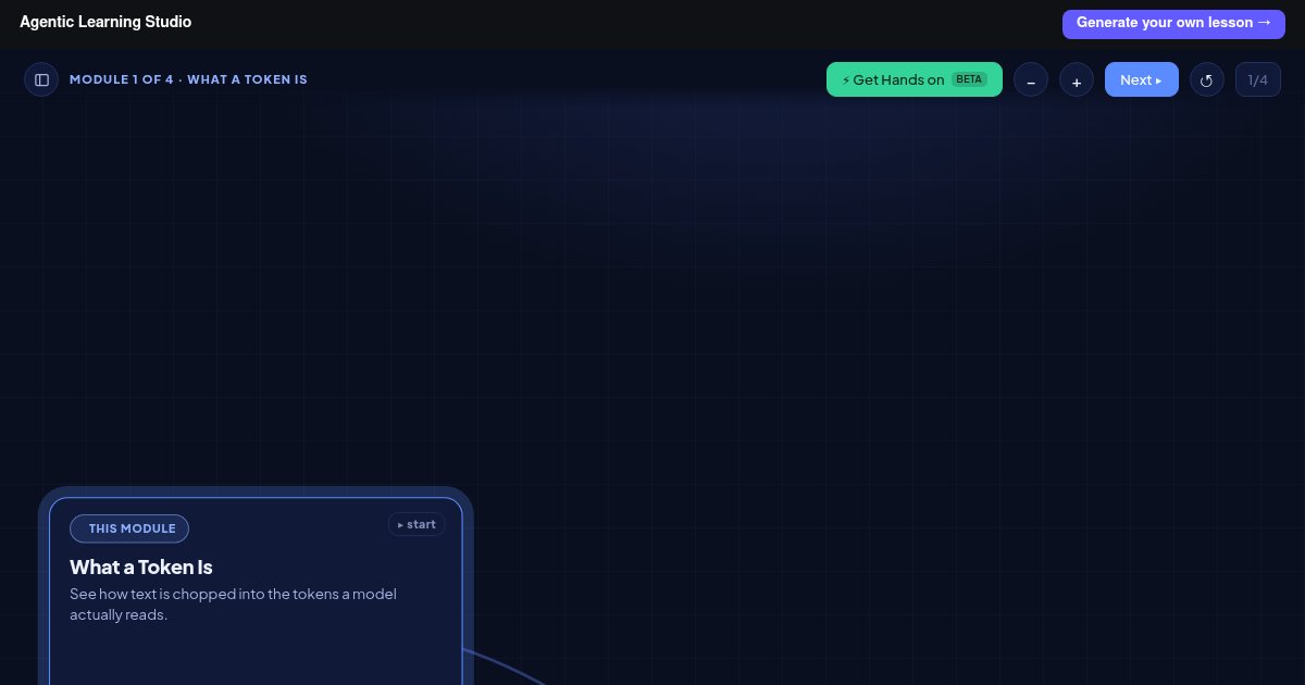 Capture d'écran de A free tool that turns any AI topic into an interactive, cited lesson