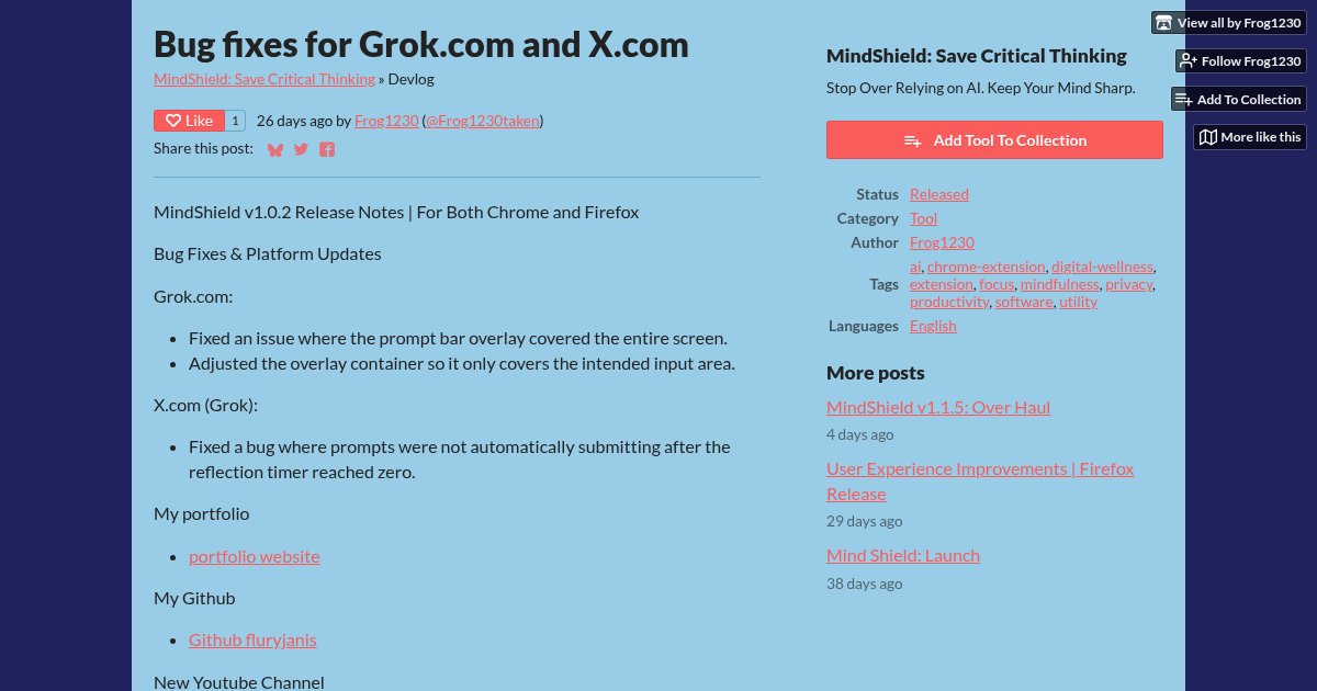 Capture d'écran de A local browser extension that protects critical thinking from LLM's