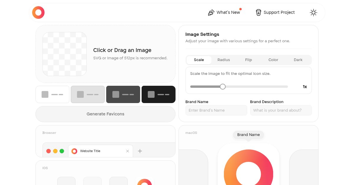 Capture d'écran de A modern favicon generator designed for clean UI and quality icon set