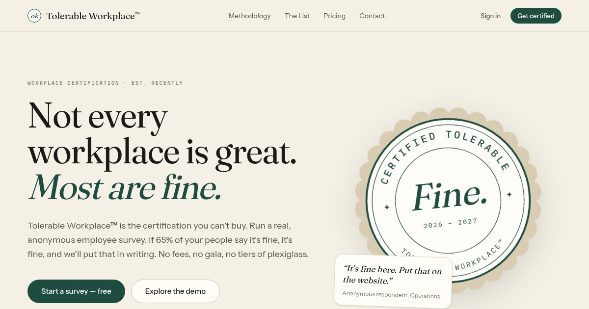 Capture d'écran de A satirical yet useful employee survey app for tolerable workplaces