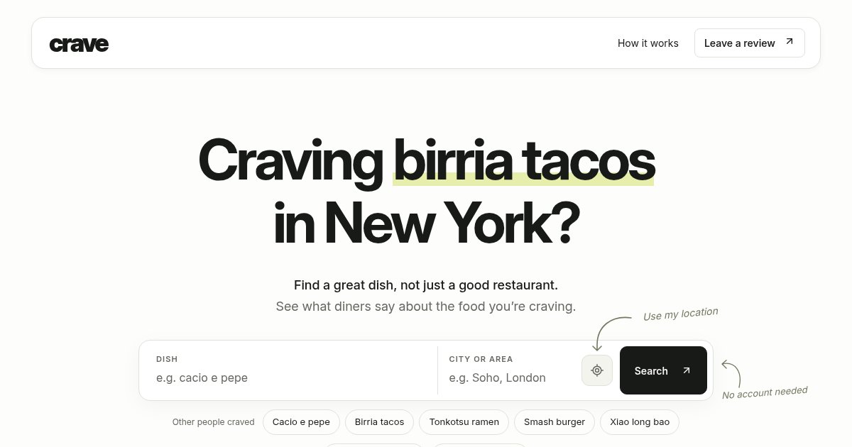 Capture d'écran de A tool to find the dish you are craving