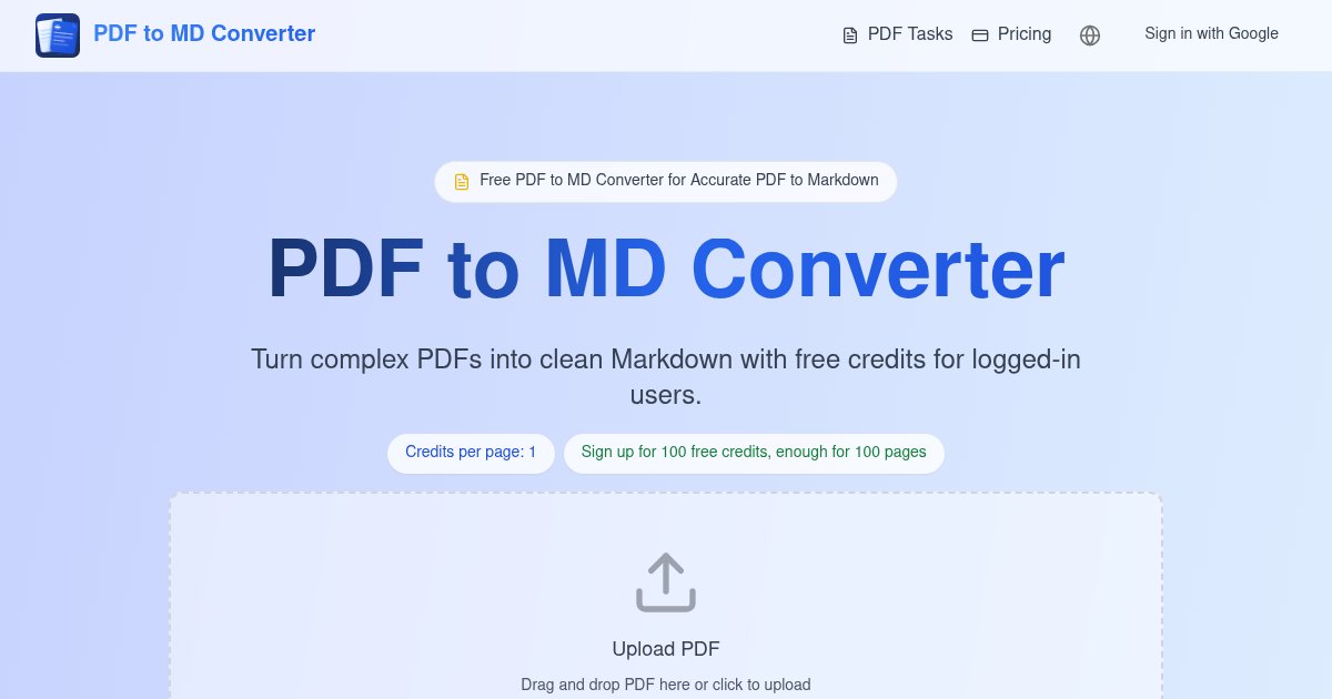 Capture d'écran de AI-Powered PDF to Markdown Converter