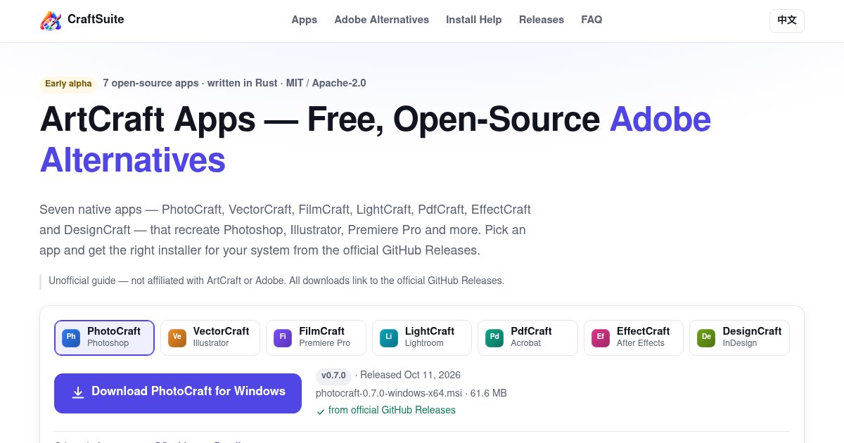 Capture d'écran de An unofficial download picker for the ArtCraft Rust apps