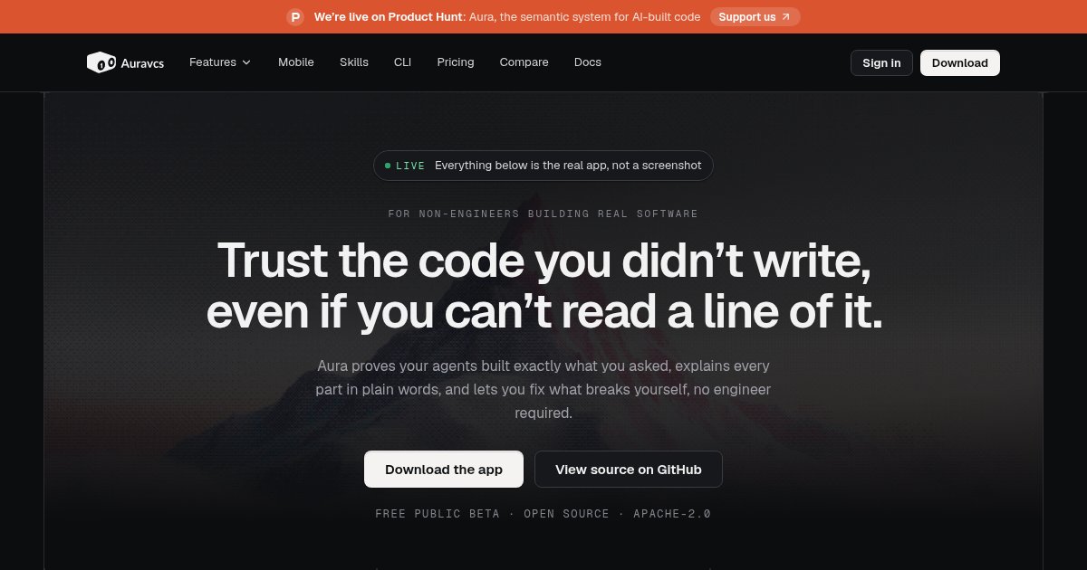 Capture d'écran de Aura: Agents + Git + Intent IDE