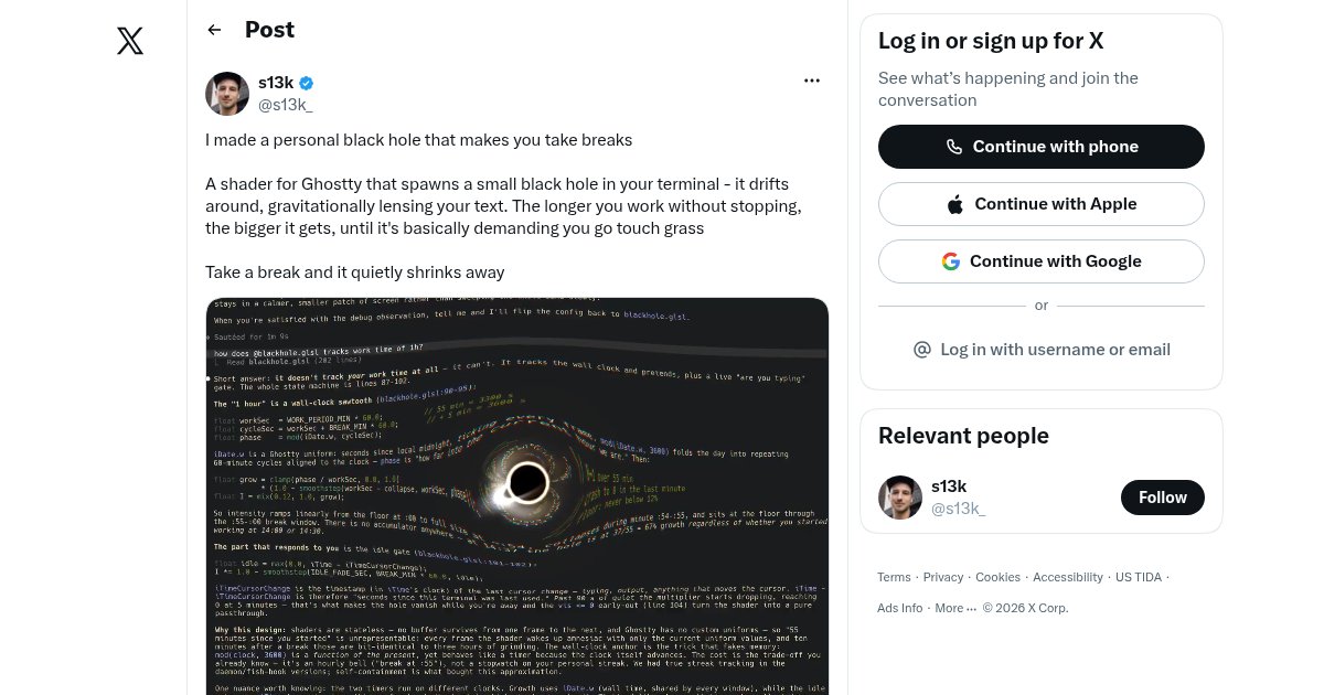 Capture d'écran de Black Hole in Your Ghostty