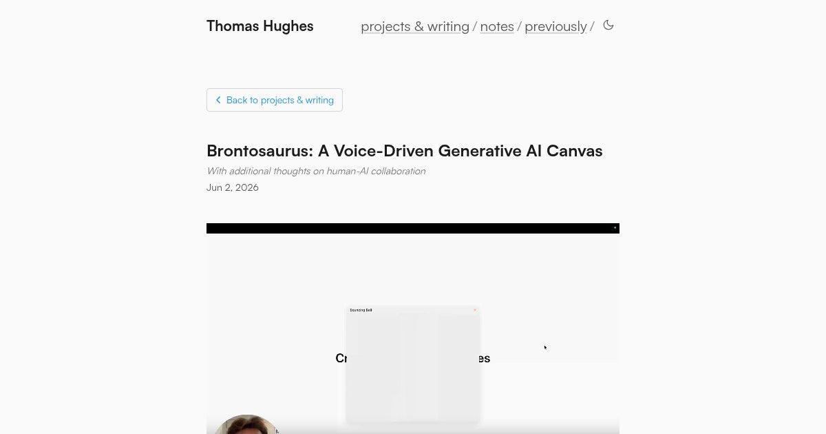 Capture d'écran de Brontosaurus, a voice-driven generative AI canvas