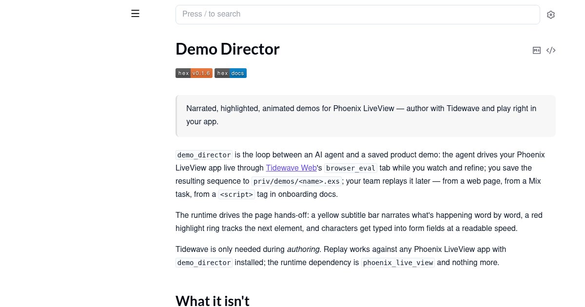 Capture d'écran de Deterministic, Replayable Demos for Phoenix LiveView