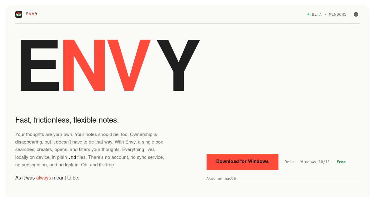 Capture d'écran de Envy - A flat-file, frictionless note-taking application for macOS