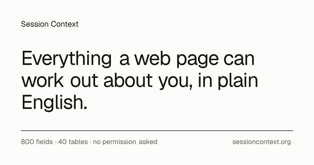 Capture d'écran de Everything a web page can learn about you, in plain English