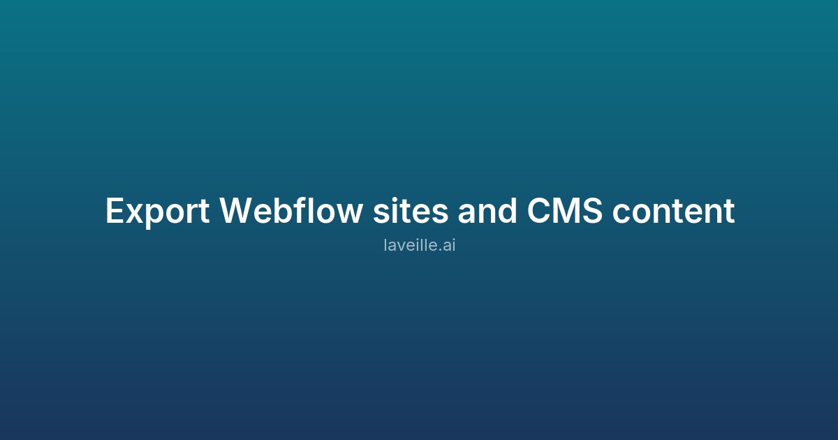 Capture d'écran de Export Webflow sites and CMS content