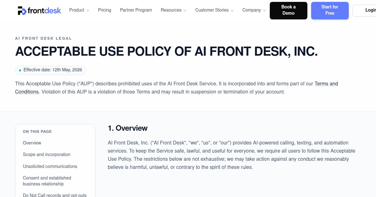 Capture d'écran de Frontdesk AI