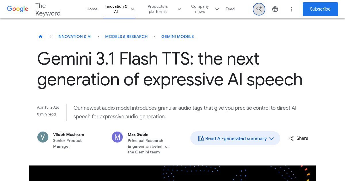 Capture d ecran de Google Gemini 3.1 Flash TTS