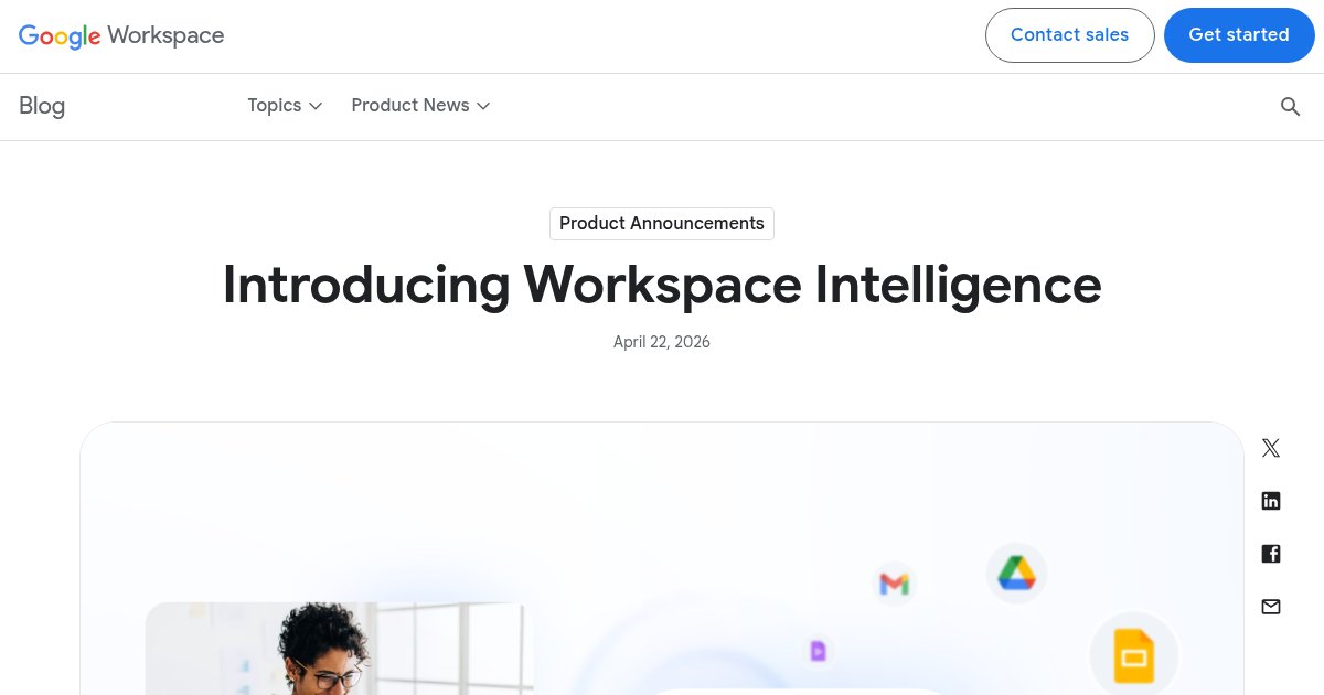 Capture d'écran de Google Workspace Intelligence