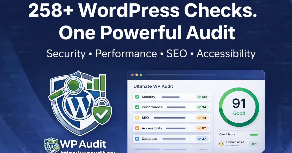 Capture d'écran de I built a tool that runs 258 automated checks against a WordPress site