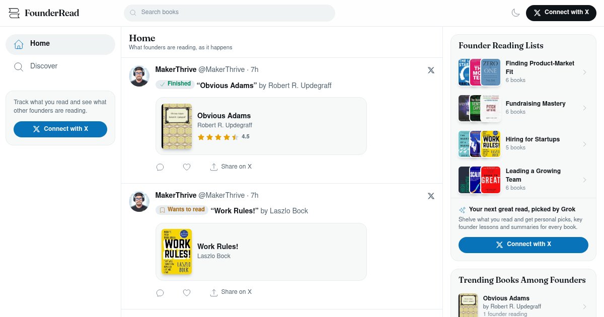 Capture d'écran de I built Goodreads for startup founders (with Grok)