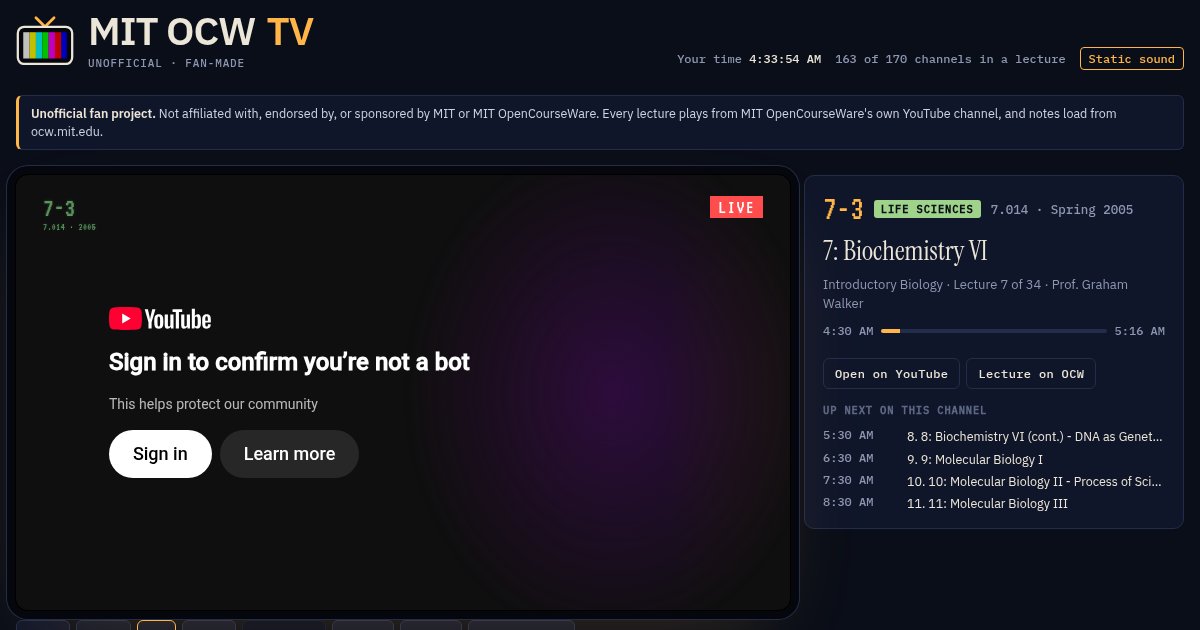 Capture d'écran de If MIT OCW Was Like Cable TV