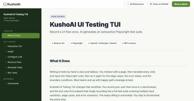 Capture d'écran de KushoAI for Playwright