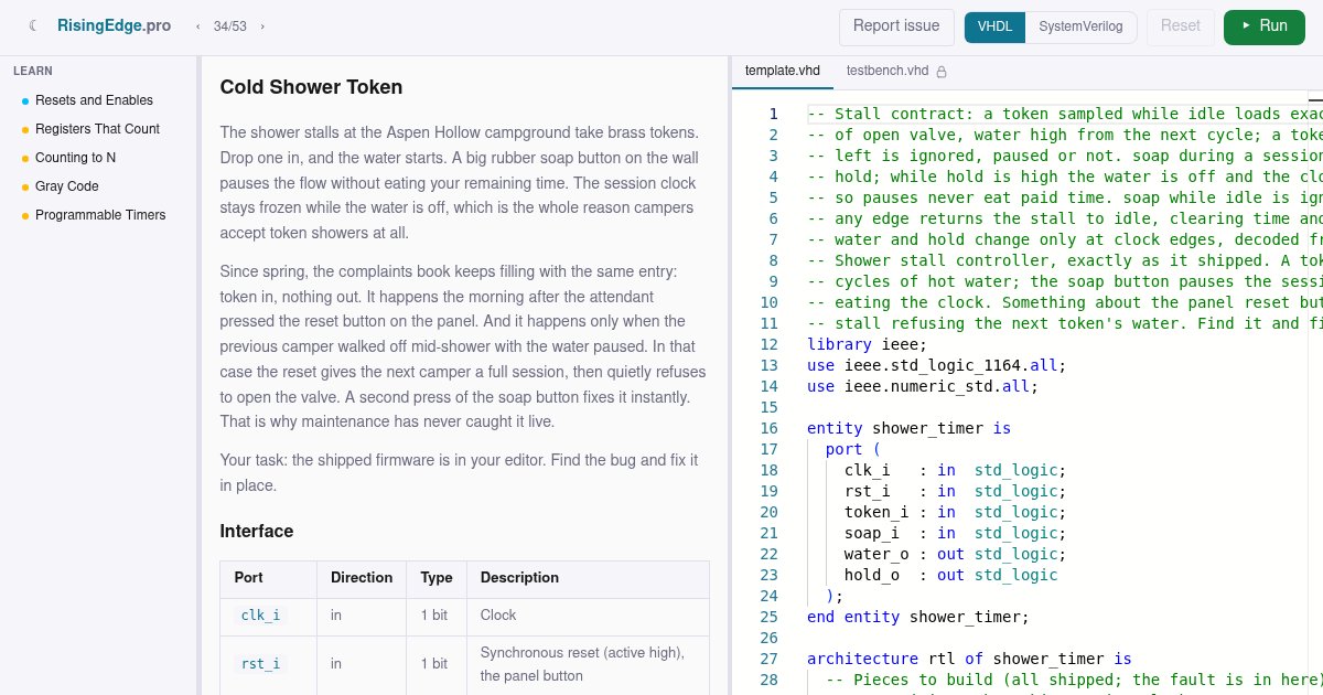 Capture d'écran de Learn hadware digital design online (VHDL, systemverilog)