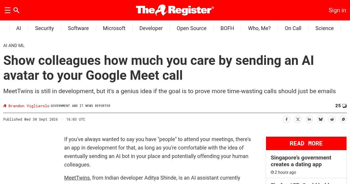 Capture d'écran de MeetTwins, an AI that attends Google Meet and won't improvise