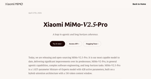 Capture d'écran de MiMo-V2.5 & Pro