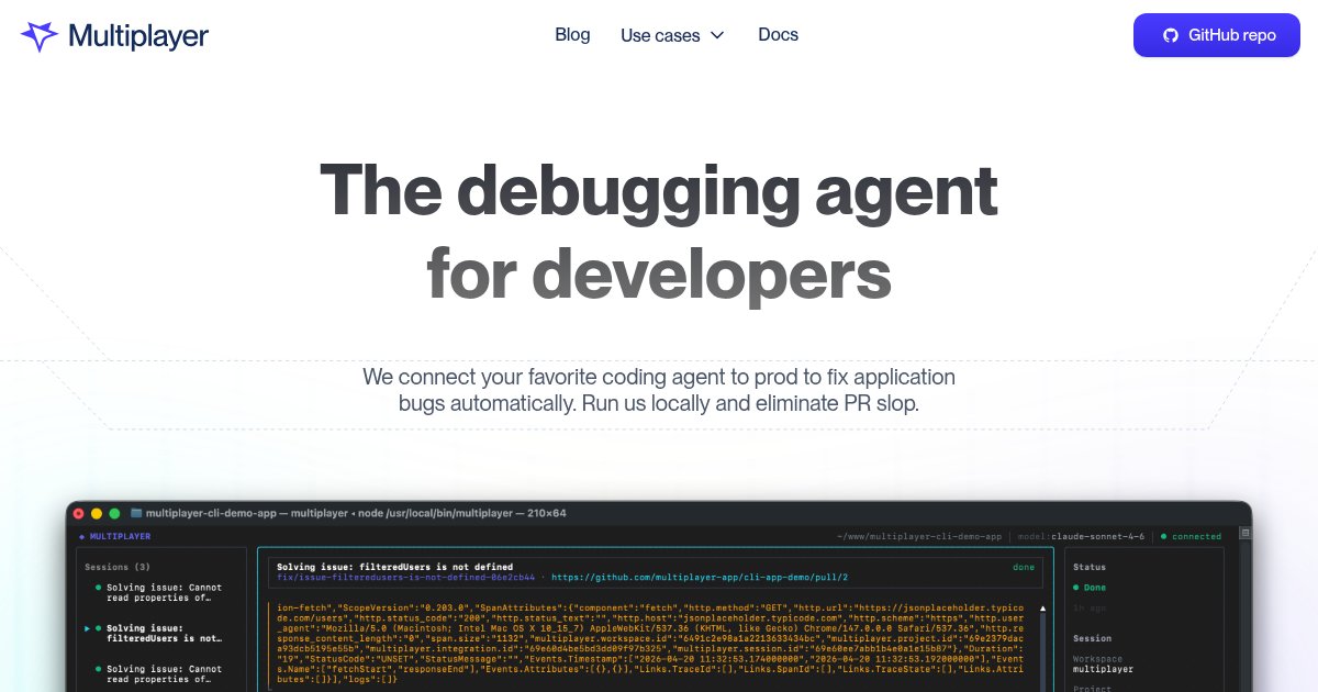Capture d'écran de Multiplayer, session-based runtime data collection for coding agents