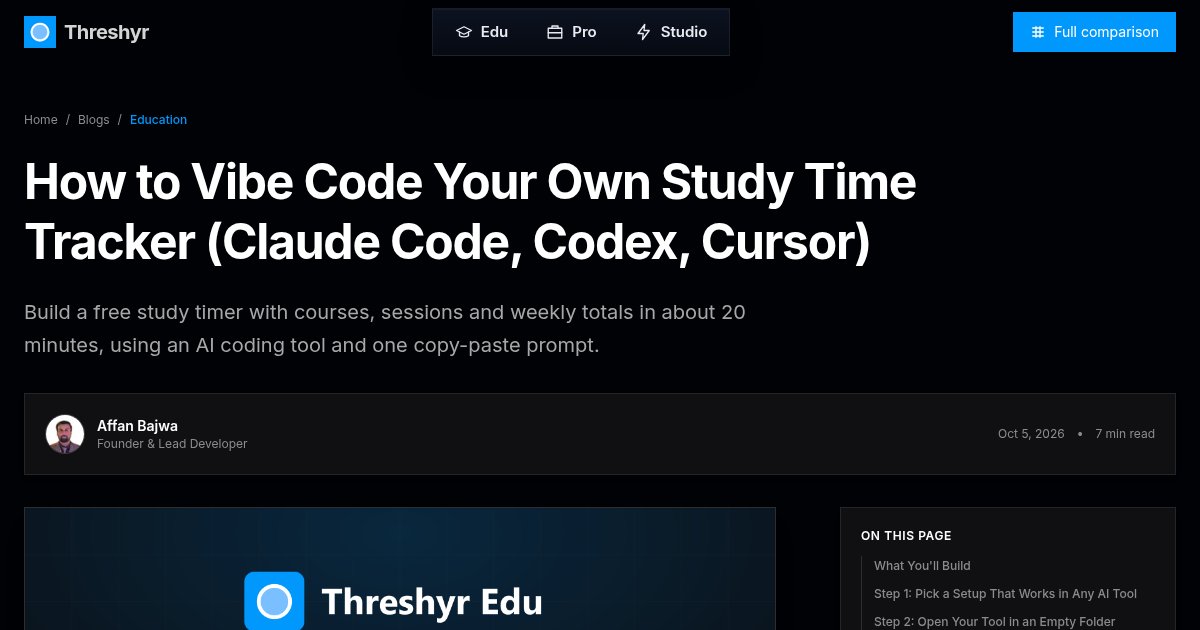 Capture d'écran de Prompt to vibe-code a zero-dependency offline study timer