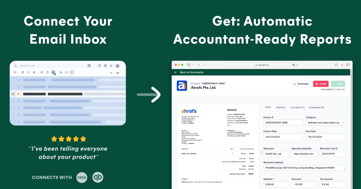 Capture d'écran de Receiptor AI — Agent Mode