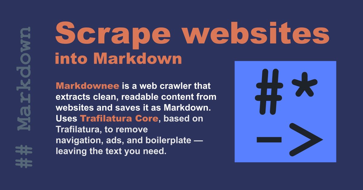 Capture d'écran de Self-hosted web to Markdown scraper, CLI, lib. Own Trafilatura TS port