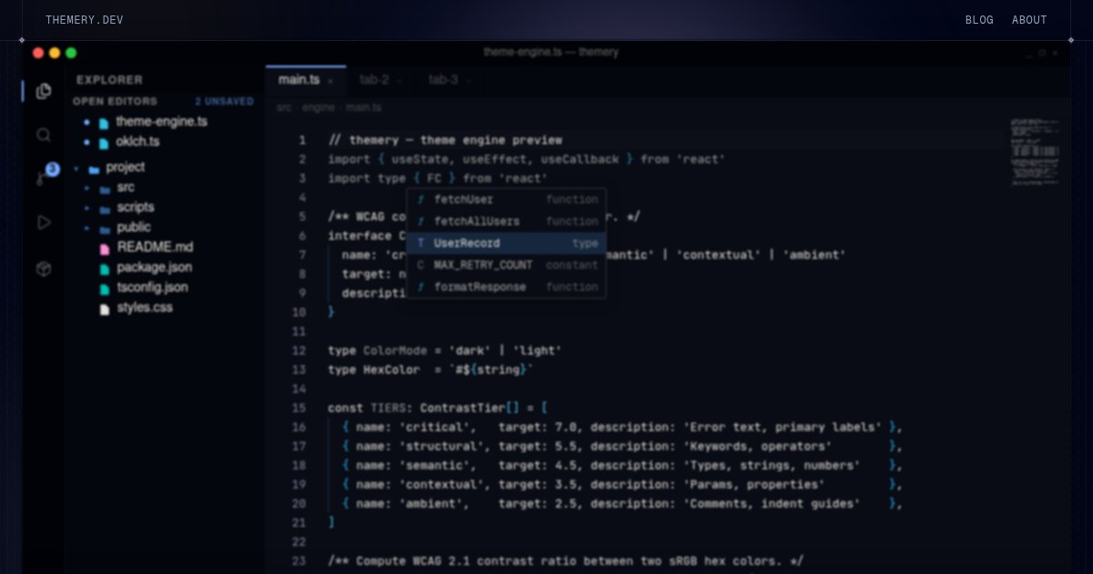 Capture d ecran de Show HN: Themery – A theme engine that compiles one palette to every major IDE