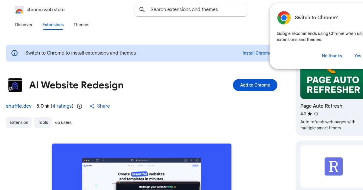 Capture d ecran de Shuffle AI Redesign Extension