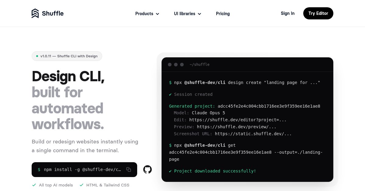 Capture d'écran de Shuffle Design CLI