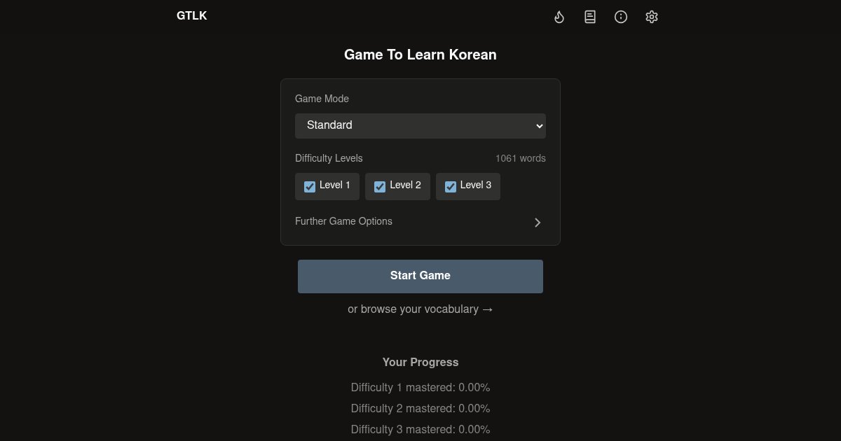 Capture d'écran de Small web app to memorize Korean words