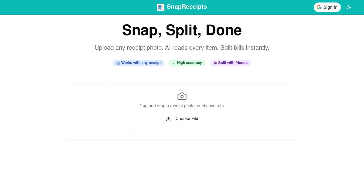 Capture d ecran de SnapReceipts Snap a receipt, split the bill instantly