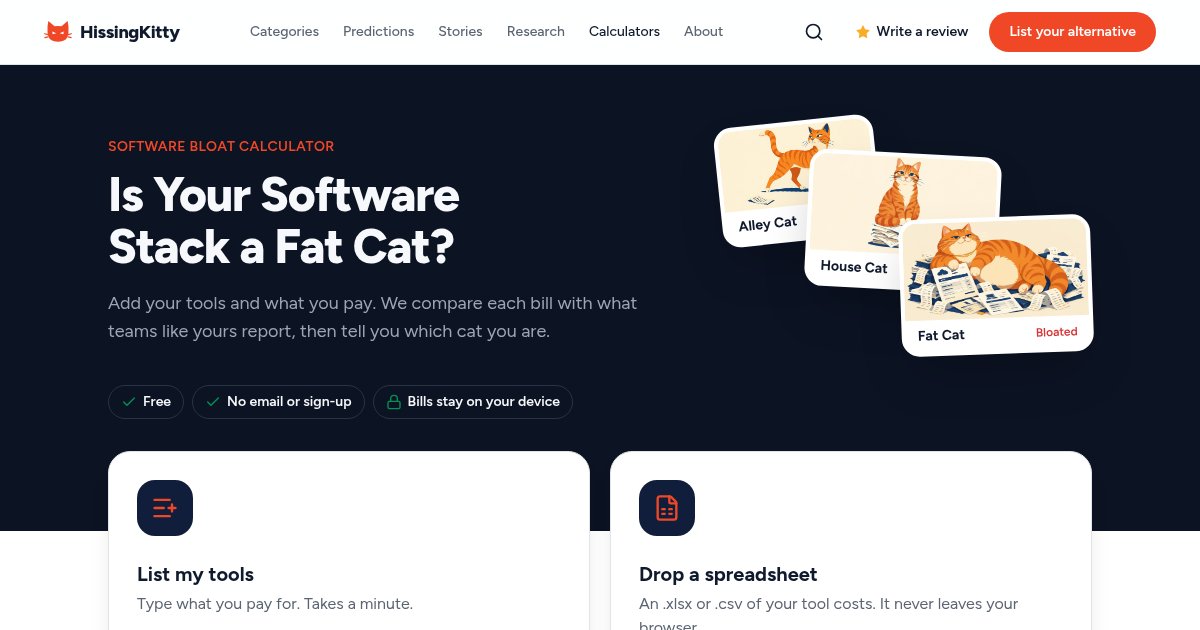 Capture d'écran de Software Bloat Calculator