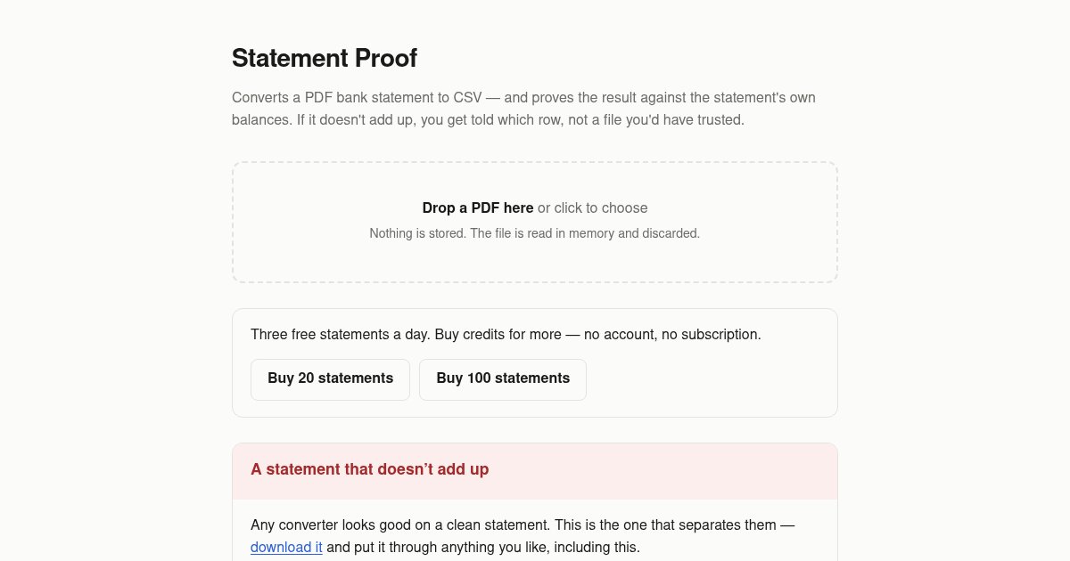 Capture d'écran de Statement Proof