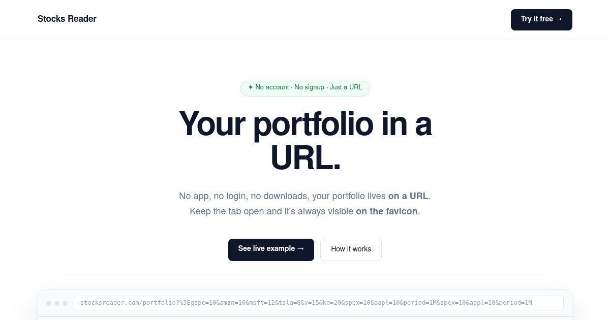 Capture d'écran de Stocks Porfolio in a URL and Favicon