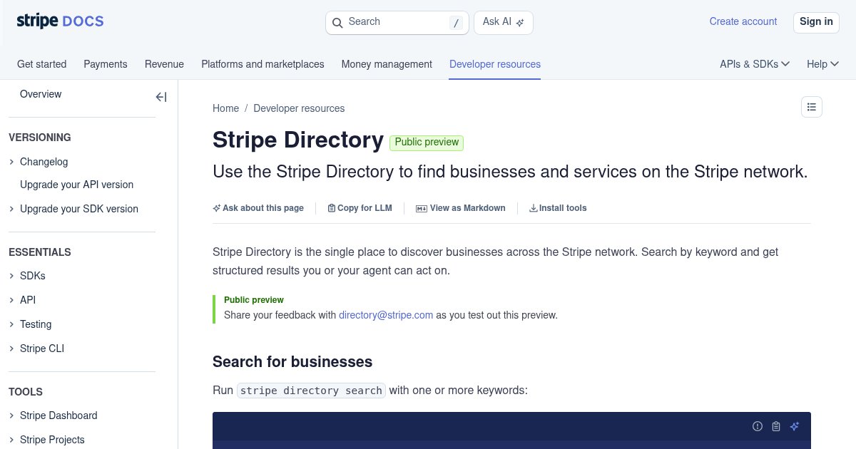 Capture d'écran de Stripe.Directory