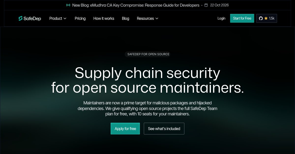 Capture d'écran de Supply chain security for open source maintainers
