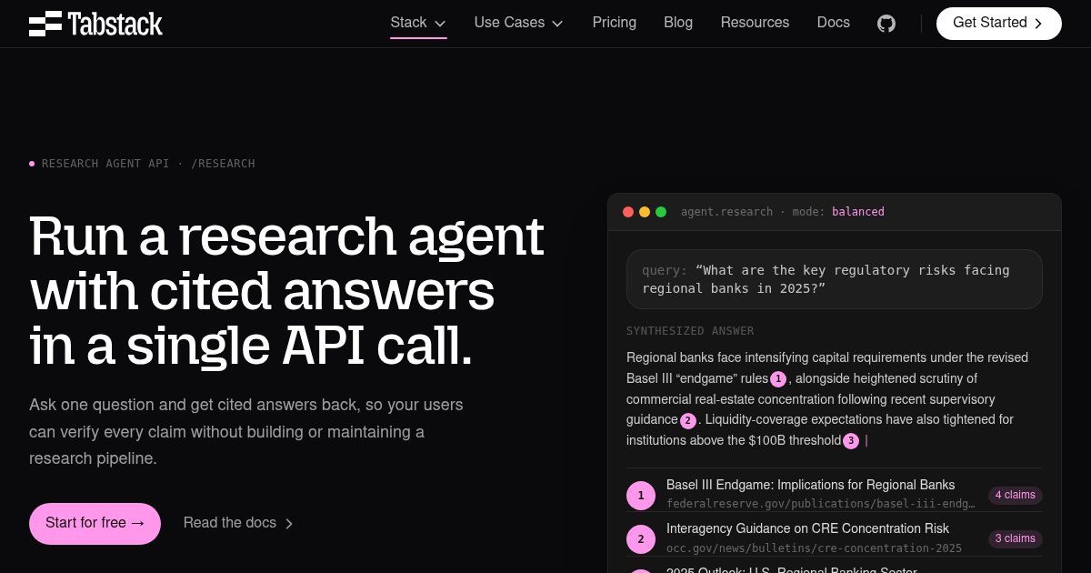Capture d'écran de Tabstack Web Research