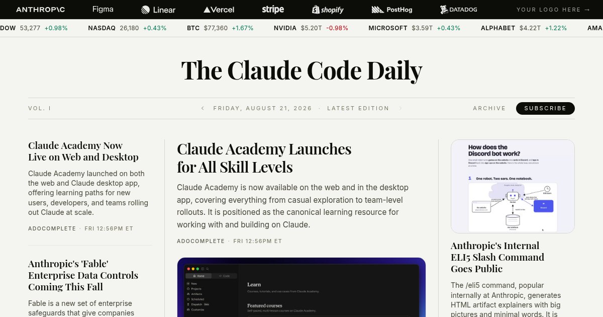 Capture d'écran de The Claude Code Daily