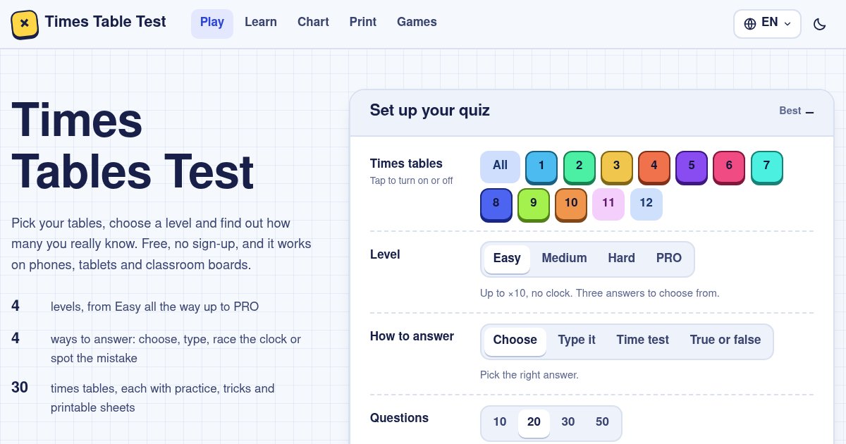 Capture d'écran de Times Tables Test