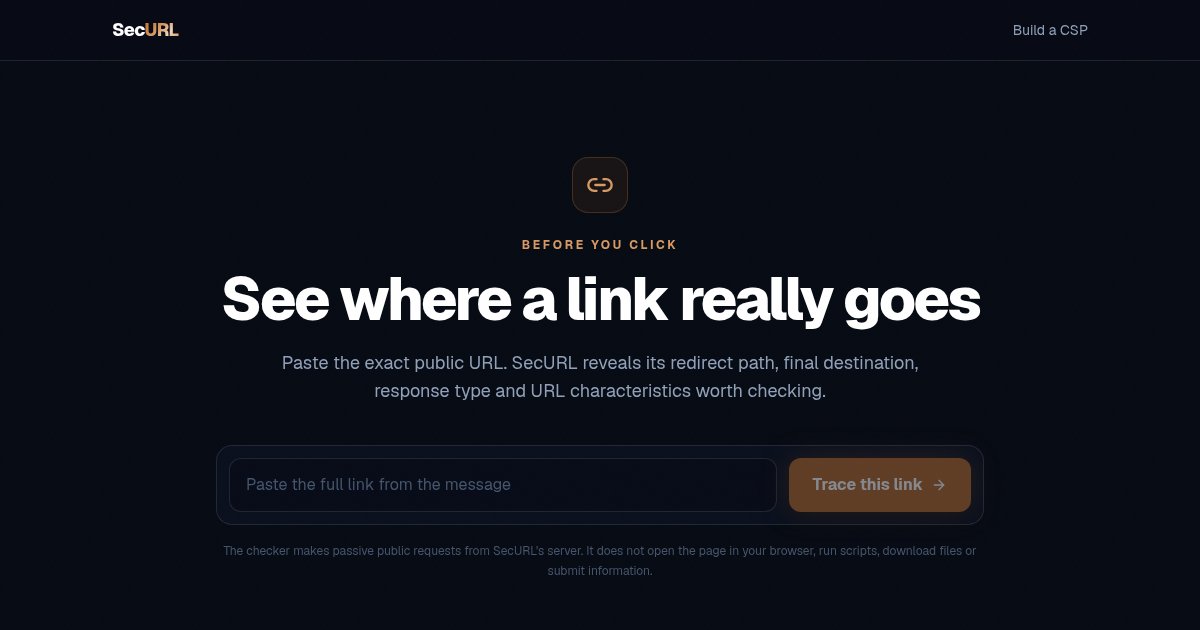 Capture d'écran de Trace where a link goes before opening it