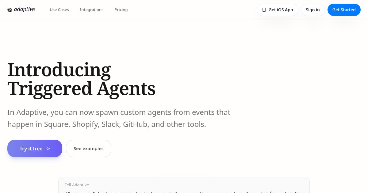 Capture d'écran de Triggered Agents by Adaptive