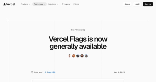 Capture d'écran de Vercel Flags