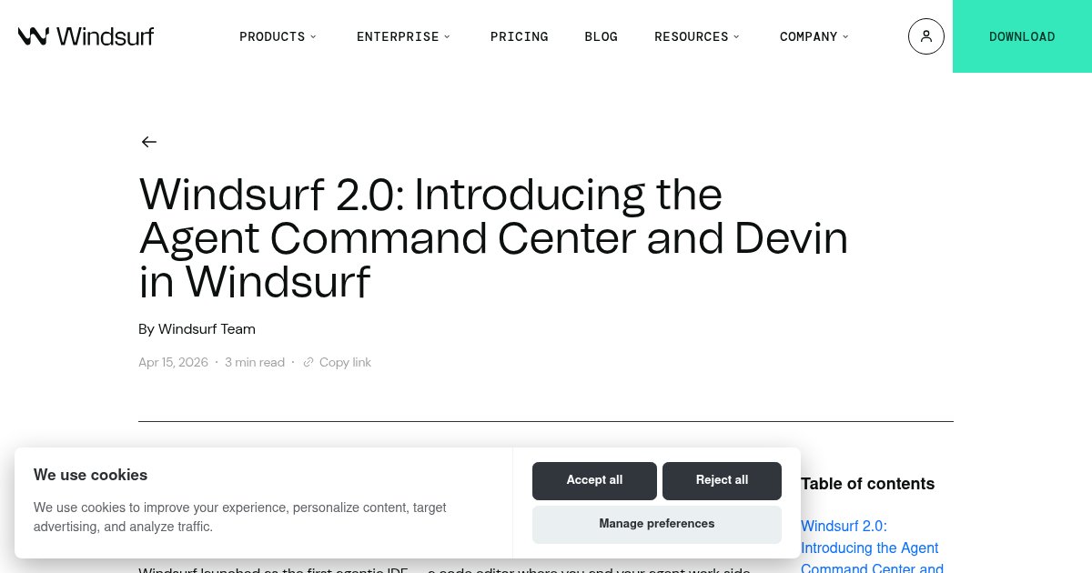 Capture d ecran de Windsurf 2.0