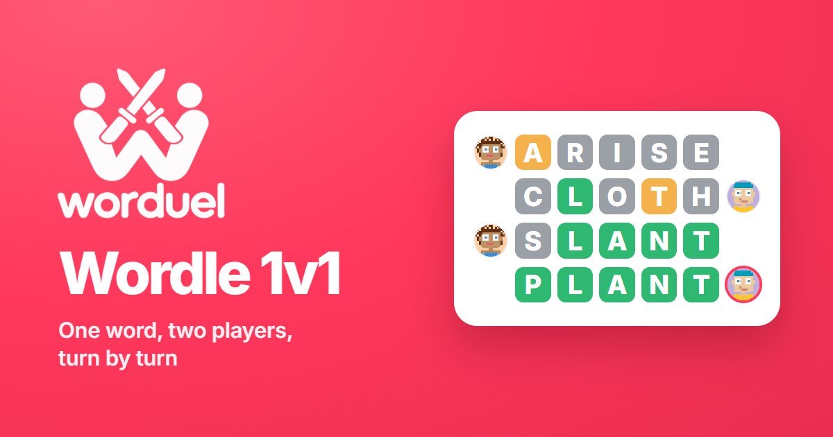 Capture d'écran de Worduel, a 1v1 Wordle where your guesses also help your opponent