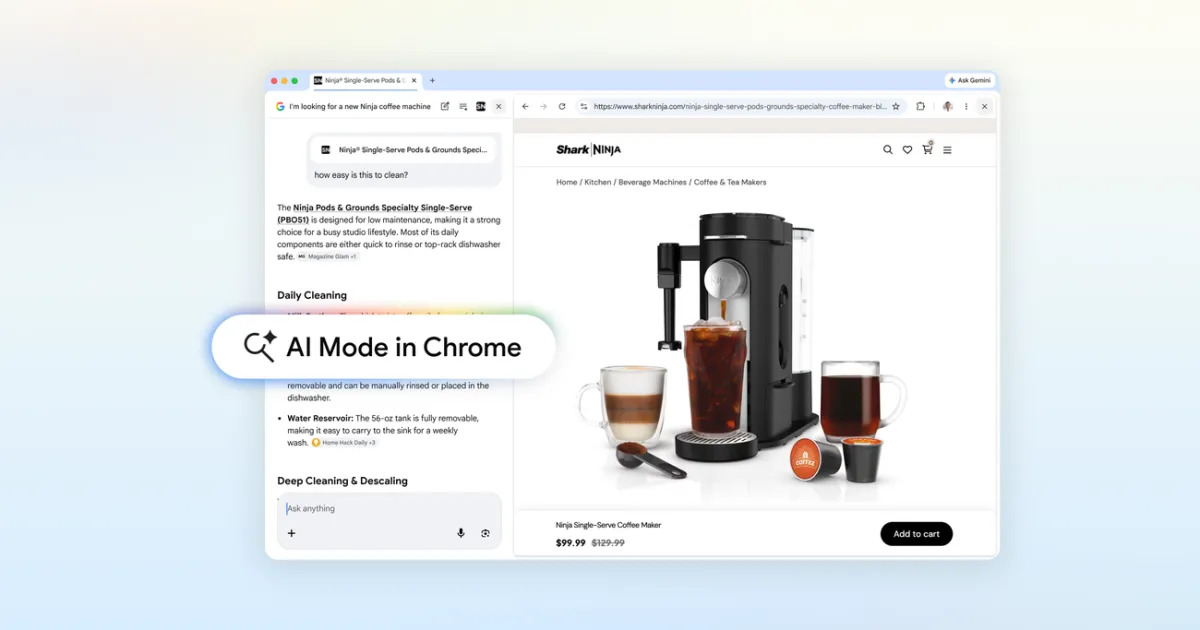 Nouveau mode IA dans Chrome : exploration fluide du web